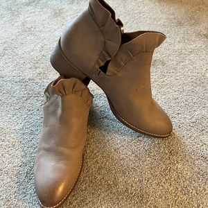 Beautiful neutral booties with ruffle accent